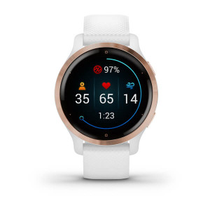 Garmin Venu 2S Rose Gold Bezel with White Case and Silicone Band