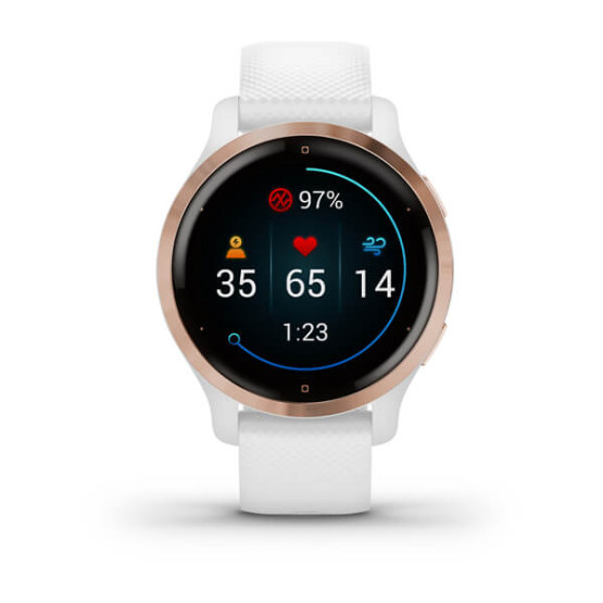 Garmin Venu 2S Rose Gold Bezel with White Case and Silicone Band