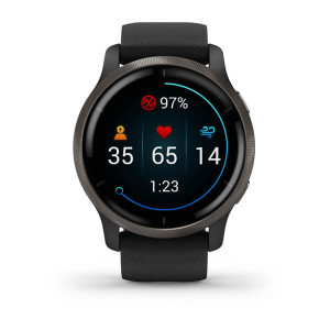 Garmin Venu 2 Slate Bezel with Black Case and Silicone Band