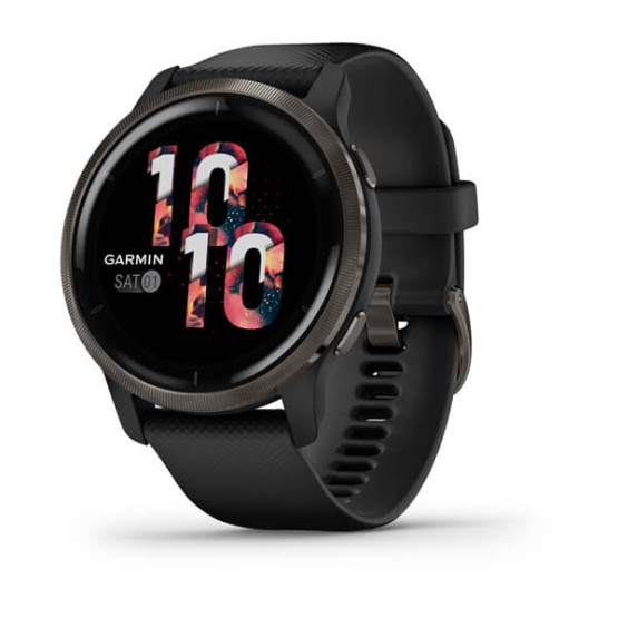 Garmin Venu 2 Slate Bezel with Black Case and Silicone Band
