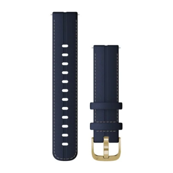 Ремінець Garmin Forerunner Venu Venu Sq Vivoactive Vivomove 18mm Band, Blue Leather/Light Gold Leather Band