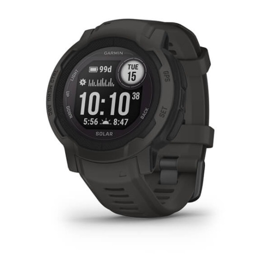 Смарт-годинник Garmin Instinct 2 Solar з силіконовим ремінцем кольору графіт