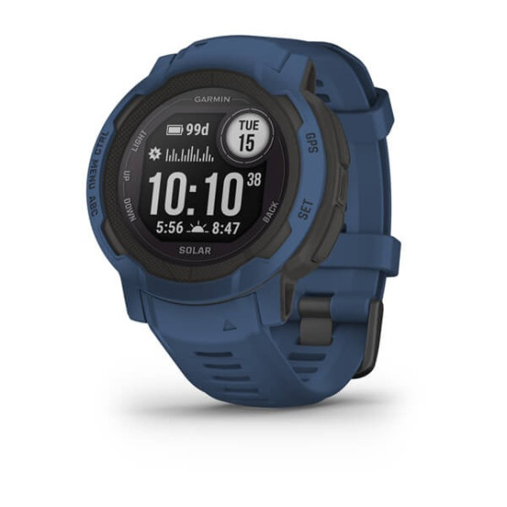 Смарт-годинник Garmin Instinct 2 Solar з синім силіконовим ремінцем
