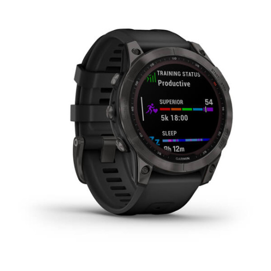 Garmin Fenix 7 Sapphire Solar Carbon Gray DLC Titanium with Black Band