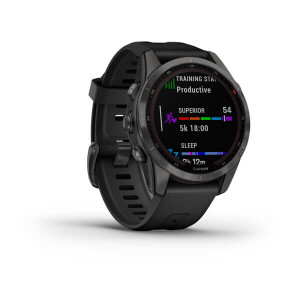 Garmin Fenix 7S Sapphire Solar Carbon Gray DLC Titanium with Black Band