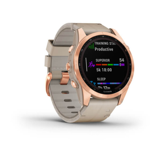 Garmin Fenix 7S Sapphire Solar Rose Gold Titanium with Limestone Leather Band (includes limestone silicone band) Garmin Fenix 7S Sapphire Solar Rose Gold Titanium with Limestone Leather Band (includes limestone silicone band)