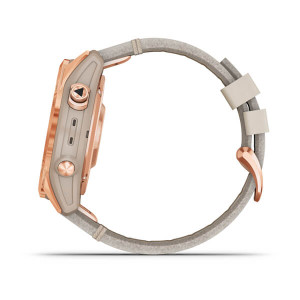 Garmin Fenix 7S Sapphire Solar Rose Gold Titanium with Limestone Leather Band (includes limestone silicone band)