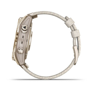Garmin Fenix 7S,Sapphire Solar Cream Gold Titanium w/Cream Tethered Nylon (includes light sand silicone band)