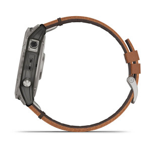 Garmin Fenix 7X,Sapphire Solar Titanium with Chestnut Leather Band (includes graphite silicone band)