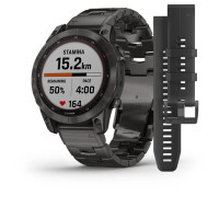 Garmin Fenix 7 Sapphire Solar Carbon Gray DLC Titanium with Titanium Band (includes black silicone band)