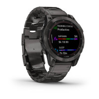 Garmin Fenix 7 Sapphire Solar Carbon Gray DLC Titanium with Titanium Band (includes black silicone band)