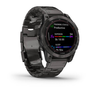 Garmin Fenix 7 Sapphire Solar Carbon Gray DLC Titanium with Titanium Band (includes black silicone band)
