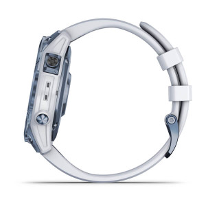 Garmin Fenix 7 Sapphire Solar Mineral Blue DLC Titanium with Whitestone Band