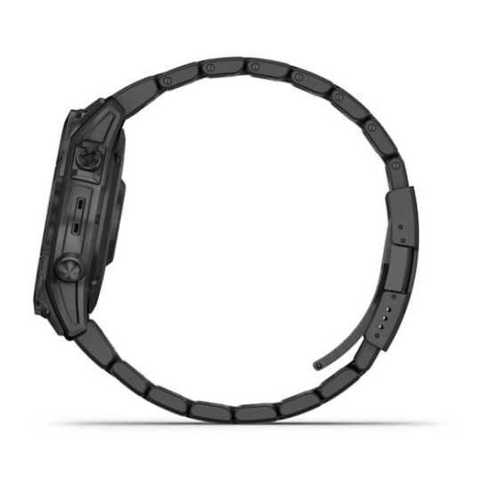 Garmin Fenix 7 Sapphire Solar Carbon Gray DLC Titanium with Titanium Band (includes black silicone band)