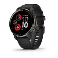 Garmin Venu 2 Plus Slate Stainless Steel Bezel with Black Case and Silicone Band