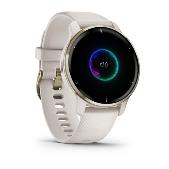 Garmin Venu 2 Plus Cream Gold Stainless Steel Bezel with Ivory Case and Silicone Band Garmin Venu 2 Plus Cream Gold Stainless Steel Bezel with Ivory Case and Silicone Band