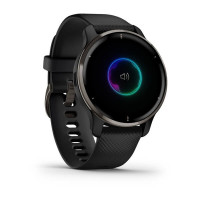 Garmin Venu 2 Plus Slate Stainless Steel Bezel with Black Case and Silicone Band
