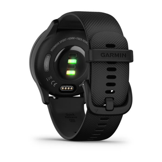 Garmin Vivomove Sport Black Case and Silicone Band with Slate Accents Garmin Vivomove Sport Black Case and Silicone Band with Slate Accents