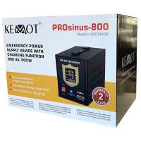 Джерело безперебійного живлення KEMOT PROsinus-800 12V 230V 800VA/500W Чорний
