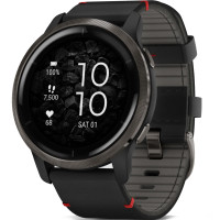Garmin Venu 2 Slate with Black Leather Band