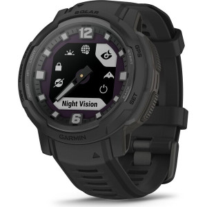 Смарт-годинник Garmin Instinct Crossover Solar з чорним силіконовим ремінцем
