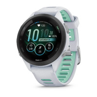 Смарт-годинник Garmin Forerunner 265S білий корпус з чорним безелем та білим силіконовим ремінцем
