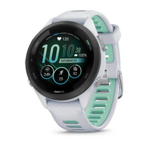 Смарт-годинник Garmin Forerunner 265S білий корпус з чорним безелем та білим силіконовим ремінцем
