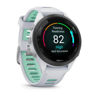 Смарт-годинник Garmin Forerunner 265S білий корпус з чорним безелем та білим силіконовим ремінцем