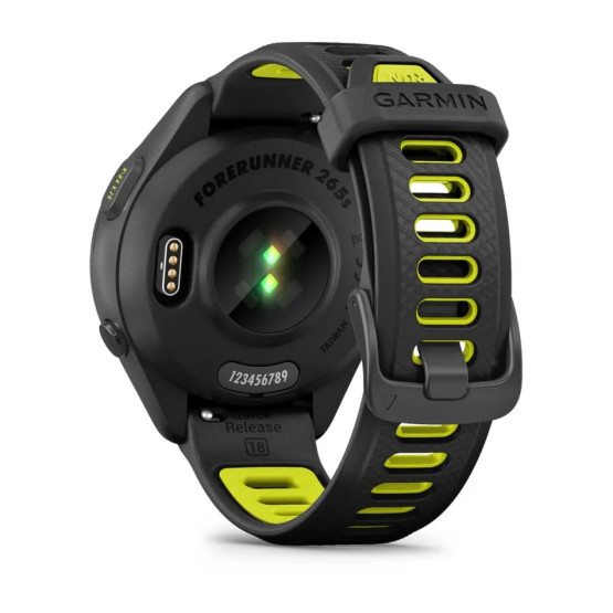 Garmin Forerunner 265S Black Bezel and Case with Black/Amp Yellow Silicone Band