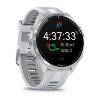 Смарт-годинник Garmin Forerunner 965 білий корпус з титановим безелем з білим силіконовим ремінцем