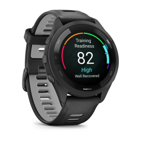 Garmin Forerunner 265 Black Bezel and Case with Black/Powder Gray Silicone Band