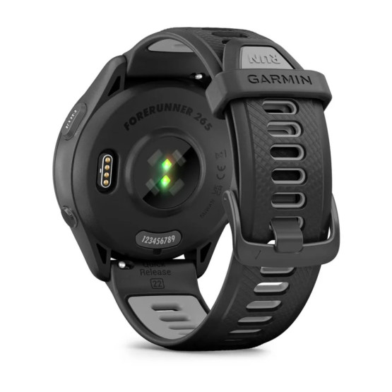 Garmin Forerunner 265 Black Bezel and Case with Black/Powder Gray Silicone Band