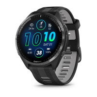 Смарт-годинник Garmin Forerunner 965 чорний корпус з сірим титановим безелем з чорним силіконовим ремінцем