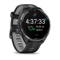 Garmin Garmin Forerunner 965 Carbon Gray DLC Titanium Bezel with Black Case and Black/Powder Gray Silicone Band