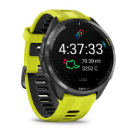 Garmin Garmin Forerunner 965 Carbon Gray DLC Titanium Bezel with Black Case and Amp Yellow/Black Silicone Band