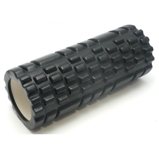 Масажний ролик EasyFit Grid Roller EF11 33 см  чорний  ролер  валик  циліндр 