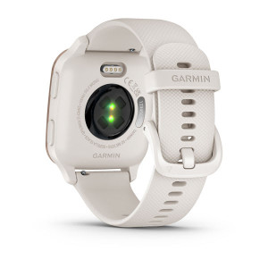 Смарт-годинник Garmin Venu Sq 2 Music корпус кольору персикове золото з силіконовим ремінцем кольору слонова кістка