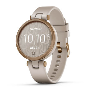 Garmin Lily Sport Rose Gold Bezel with Light Sand Case and Silicone Band