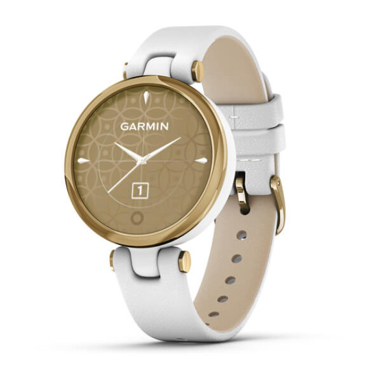 Garmin Lily Classic Light Gold Bezel with White Case and Italian Leather Band