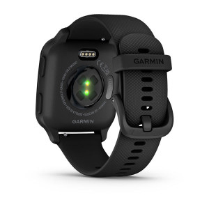 Смарт-годинник Garmin Venu Sq 2 Music Edition чорний з сірим алюмінієвим безелем та чорним силіконовим ремінцем
