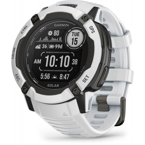 Смарт-годинник Garmin Instinct 2X Solar з білим силіконовим ремінцем