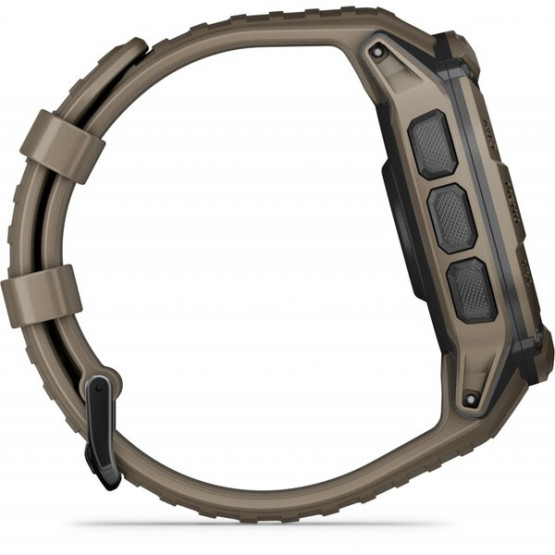 Тактичний годинник Garmin Instinct 2X Solar Tactical Edition – Coyote Tan з коричневим силіконовим ремінцем