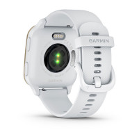 Garmin Venu Sq 2 Cream Gold Aluminum Bezel with White Case and Silicone Band