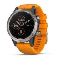 Garmin Fenix 5 Plus Sapphire, Titanium with Solar Flare Orange Band