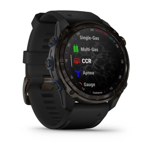 Смарт-годинник Garmin Descent Mk3i 51 мм корпус сірий карбон титановий DLC з чорним силіконовим ремінцем