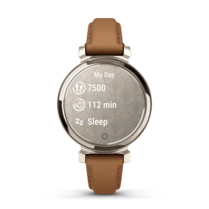 Смарт-годинник Garmin Lily 2 Classic кремове золото з коричневим шкіряним ремінцем
