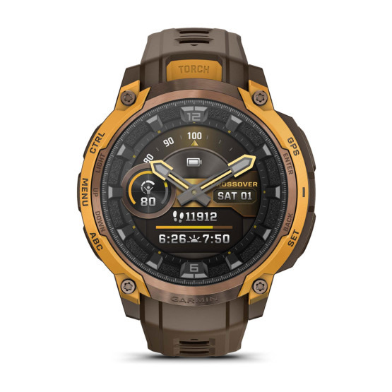 Смарт-годинник Garmin Instinct Crossover AMOLED, Bronze Sunburst/Cocoa