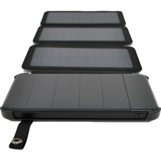 Зовнішній портативний акумулятор Voltronic 1705-3 12000mAh Black 60W 12000 mAh з сонячною батареєю