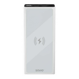 Зовнішній портативний акумулятор Savio BA-06 10000mAh White з бездротовою зарядкою 15W