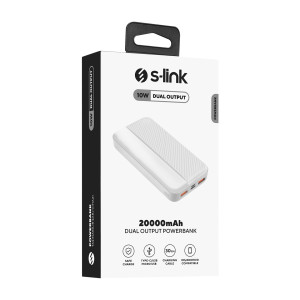 Зовнішній портативний акумулятор S-Link P201 20000mAh White 10W